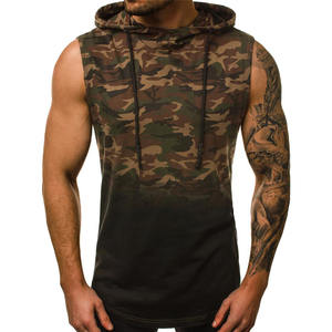 Meilleure qualité tricoté bouton à capuche musculation débardeurs hommes Gym Yoga entraînement Fitness sans manches chemise été coton décontracté - Product Image 5