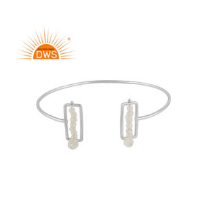 Gema de piedra lunar de arcoíris Natural con cuentas, brazalete de diseño, joyería fina, proveedor de joyería de plata de ley 925 - Product Image 1