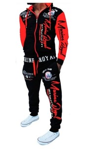 Tracksuit jogging home men's set Men's Autumn Plaid Printed Zipper Sweat shirt Top Pants Sets Sports Suit Tracksuit - Product Image 4