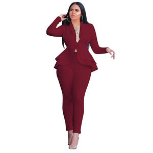 Costumes d'affaires élégants pour femmes Ensembles blazer et pantalon en couleurs unies Nouveautés pour le printemps et l'été - Product Image 3