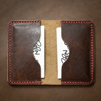 Porte-cartes de visite personnalisé en cuir véritable imperméable multicolore, portefeuille pour homme, couverture courte, design minimaliste PVR-0002
