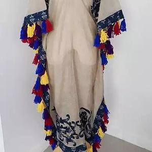 2020 dernière élégante brodée flore plage caftan robe filles Bikini couverture douce fête porter naturel uni teint en gros chaud - Product Image 2