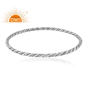 Antique Hot Selling Twisted Wire Designer Silver Bangle Wholesale Handmade Sterling Silver Women's and Men's Bracelet Bangle