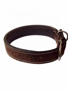 Collier de chien rembourré floral en cuir de qualité supérieure avec couleur personnalisée et accessoires d'entraînement - Product Image 2