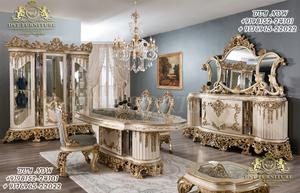 Juego de mesa de comedor tallada a mano de lujo francés Juego de mesa de comedor de diseñador Royal Rich Look Sillas de mesa de comedor de Estilo Vintage europeo - Product Image 5