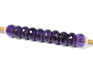 Cuentas de Amatista Púrpura Natural, Corte Facetado, Forma Rondelle, 14x8mm, Orificio Grande de 5mm - Product Image 3