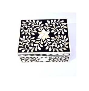 Caja de joyería con incrustaciones de hueso, para almacenamiento de anillo y collar, de lujo moderno en azul, nueva colección, superventas - Product Image 2