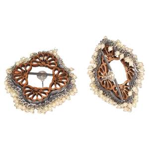 Bijoux en bois treanding fait à la main en argent se ressemblent en laiton plaqué or boucles d'oreilles ethniques pour filles et femmes - Product Image 3