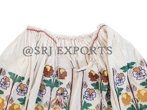 Blusa de Organza Bordada con Flores Estilo Bohemio para Mujer, Manga Larga, Cuello Redondo, Corte Holgado, Transpirable, de Algodón, para Primavera, Verano y Uso Diario - Product Image 3