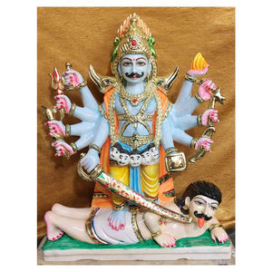 Estatua de Veerabhadra Hecha de Mármol Blanco - Product Image 1