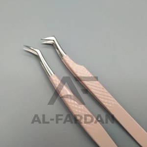 แหนบขนตาปลอมสีเบจสีนู้ดสำหรับต่อขนตาด้ามจับเพชรใช้เพื่อความงามแบบมืออาชีพพร้อมกระเป๋าหนัง - Product Image 5