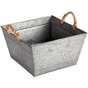 Galvanised Rope-Covered <b>Storage</b> Basket XXL Size Metal Iron <b>PC</b> Folding Sustainable Boxed Beverages Colorful Iron Rope Design - Product Image 2