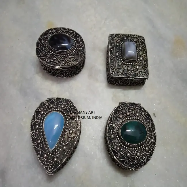 real stone beaded handmade jewelllery boxes