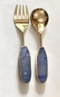 Ensemble de cuillères en agate bleue Amezing en gros cuillère de service en pierres précieuses avec manche en pierre articles de coutellerie de décoration de la maison