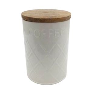 Boîte de rangement de cuisine ronde en fer brun brillant couvercle en bois boîtes de rangement de sucre alimentaire en métal de taille standard thé en relief couleur naturelle - Product Image 4