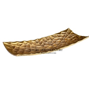 Plateau doré en métal Antique, fabriqué à la main, pour servir des feuilles de styliste, pour les gâteaux et la décoration de fleurs - Product Image 4