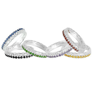 Plata de Ley 925 sólida, banda de eternidad completa, anillos de piedras preciosas multifacéticas naturales de la mejor calidad, joyería fina para eventos de bodas - Product Image 2