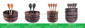 Eco-Friendly Natural Coconut Shell <b>Bowl</b> and Spoon Set Polished 4 Pieces From Vietnam - Product Image 3