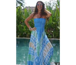Strapless Beach Cover up Women <b>Sexy</b> <b>Dress</b> Tie Dye Smocking Cocktail <b>Dresses</b> Cotton <b>Long</b> Maxi <b>Dresses</b> - Product Image 3