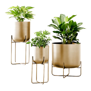 Planteur de fleurs moderne galvanisé, ensemble de 30 pièces en métal, grande décoration sur pied pour jardin, jardinière - Product Image 2