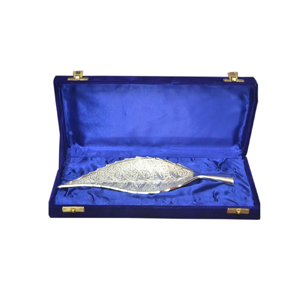 กล่องกำมะหยี่สีฟ้า,ถาดใส่ใบไม้ทองเหลืองของขวัญแต่งงานผลไม้แห้งสินค้าขายดีผลิตในอินเดีย