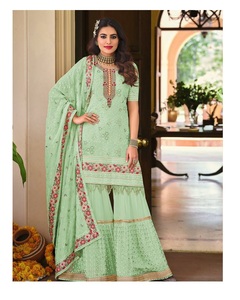 Ensemble Sharara pour Femme Kurta Pyjama Ethnique Indien du Sud en Faux Georgette de Qualité Supérieure Tenue de Soirée Décontractée et Formelle - Product Image 1