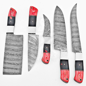 Handmade Damascus Steel Chef <b>Knife</b> <b>Set</b> with Wood Handle 5 Blades Custom OEM Packaging Camping <b>Knife</b> - Product Image 4