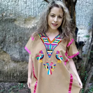 ชุดเดรสปักสไตล์เม็กซิกันสำหรับผู้หญิง,ชุดกระโปรงผ้าฝ้ายแนววินเทจเสื้อพื้นเมืองสำหรับฤดูร้อนปี2021