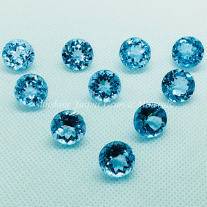 Precio de fábrica al por mayor 12mm Corte brillante Topacio azul cielo natural Piedra preciosa suelta facetada de alta calidad por quilate Certificado IGI - Product Image 1