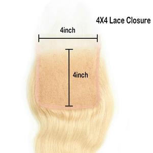 Extensión de cabello humano virgen personalizada, cutícula de Vietnam alineada, Rubio liso, 4x4, cierre de encaje HD - Product Image 3