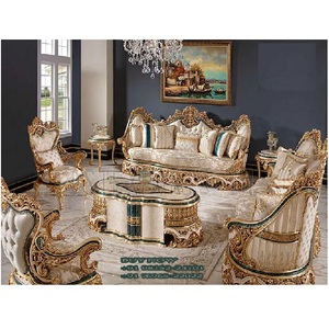 ชุดโซฟาสไตล์ฝรั่งเศสสมัยใหม่สำหรับห้องนั่งเล่น ทำจากไม้สัก ปรับแต่งขนาดและสีได้ ดีไซน์แกะสลักหรูหรา รุ่นดัลลัส - Product Image 1