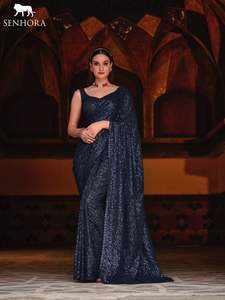 Sari Indio de Diseño Elegante en Georgette para Mujer, Bordado de Moda para Bodas y Fiestas, Disponible a Precios Accesibles - Product Image 3