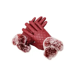 Sıcak satış Custom Made kadınlar moda deri eldiven yeni varış kış rüzgar geçirmez hakiki koyun derisi deri kürk eldiven