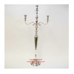 Silver Metal <b>Candelabra</b> for Wedding Centerpiece Nickel Plated Metal Tall Floor & Entryway Decoration Handmade <b>Candelabra</b> - Product Image 3