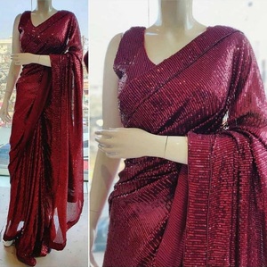 Georgette — chemisier brodé à paillettes pour femmes, 2020, chemisier de styliste indien, pour fêtes de mariage, vente en gros - Product Image 2