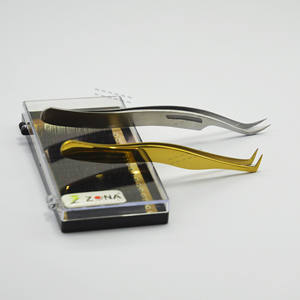 Pinzas de extensión de pestañas personalizadas profesionales puntiagudas de 90 grados curvadas sin óxido fibra de acero inoxidable ergonómicas de alta calidad - Product Image 6