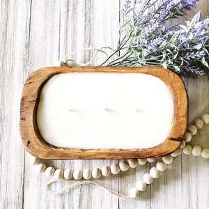 Support de bougie en pâte de bois décoratif multifonctionnel sculpté à la main avec prix personnalisé non poli artisanat naturel - Product Image 3