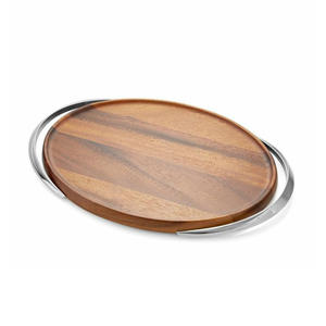 Bandeja de Desayuno de Madera Hecha a Mano, Duradera, con Diseño Redondo de Acacia y Mango, Ecológica, para Uso Doméstico, con Patrón Personalizado - Product Image 1
