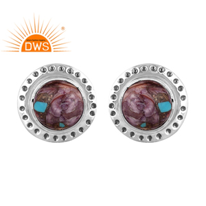 Pendiente de tuerca con diseño Floral de Gema Rosa Natural, joyería de plata de ley 925 oxidada antigua al por mayor, proveedor - Product Image 1