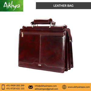 Unisex Outstand Brown Pure Genuine Leather <b>Briefcase</b> Soft Office Use <b>Briefcase</b> with Shoulder Strap for Comfortable Carry - Product Image 2