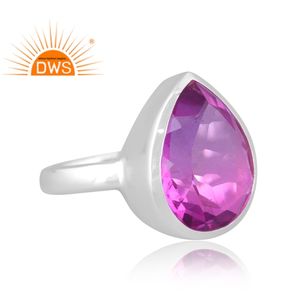 Diseñador hecho a mano fina plata esterlina Natural Bio amatista doblete cuarzo piedra preciosa anillo apilable fabricante de joyas - Product Image 3