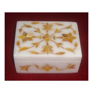 Yellow Mother Of Pearl <b>White</b> Marble Jewelry <b>Gift</b> <b>Box</b> For Wholesale - Product Image 1