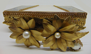 HANDMADE <b>WHITE</b> MOTHER of PEARL Nacre MOP <b>Envelope</b> Bag Metal Lowellcraft.com - Product Image 4