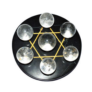 David — Base noire en cristal 6mm, 7 planètes de cristal dorées, pour la méditation et la décoration de la maison - Product Image 1