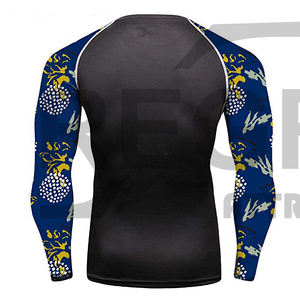 Chemise de Sport de protection contre les éruptions cutanées, tissu Bjj personnalisé, Design gratuit, manches longues, Polyester uni, vente en gros, Sublimation, OEM, Gsm - Product Image 1