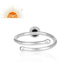 Bague en pierre précieuse naturelle ronde et noire, vente en gros de bijoux en argent indien, vente en gros - Product Image 4