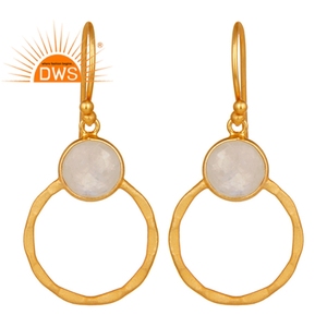 Boucles d'oreilles en pierre de lune, plaquées or 18 carats, bijoux en argent 925, boucles d'oreilles pendantes de créateur, fournisseur de bijoux - Product Image 1