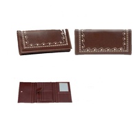 Harga populer grosir dompet wanita kulit asli Logo kustom terlaris produsen terbaik India