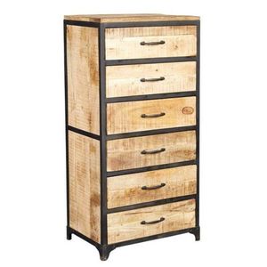 Commode haute en bois massif de style industriel et design antique pour appartement, villa, salon, chambre, cuisine, ferme - Product Image 1