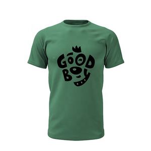 T-shirt imprimé à col rond de couleur verte à bas prix pour hommes 90% coton et 10% élasthanne - Product Image 1